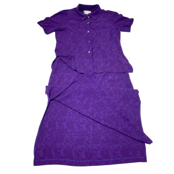 Karin Stevens Vintage Crinkle Sheath Tank Maxi Dress Short Sleeve Button Jacket - Picture 8 of 13